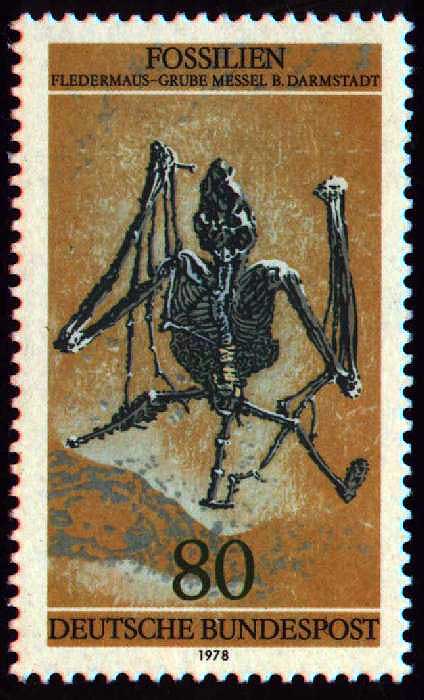 BRIEFMARKE MIT MESSELER FLEDERMAUS